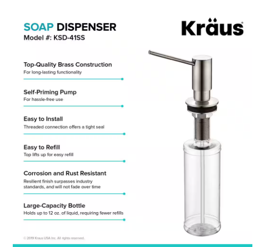 Kraus Kitchen Soap and Lotion Dispenser in Stainless Steel